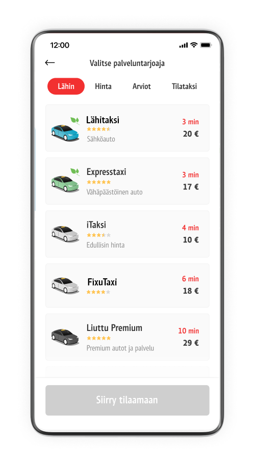 02 Taksin sovelluksella voit vertailla taksiyhtiöitä