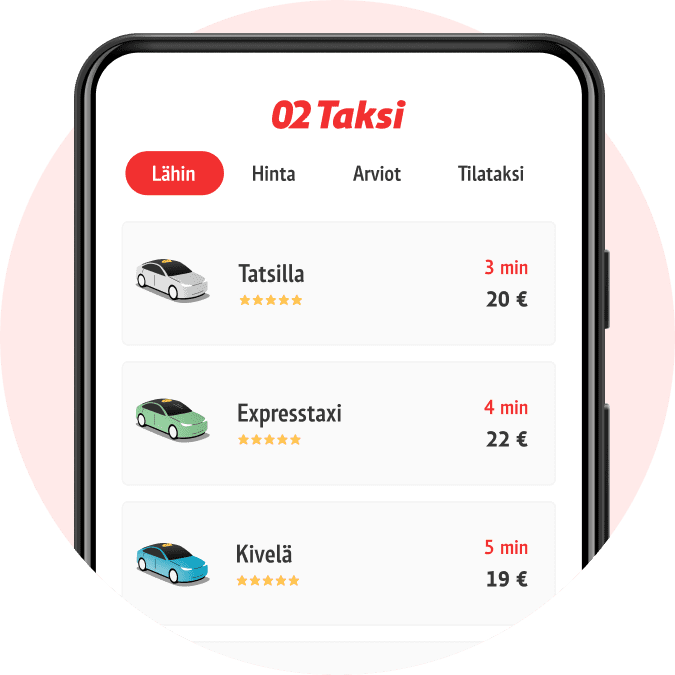 Tampereen taksit löydät 02 Taksista