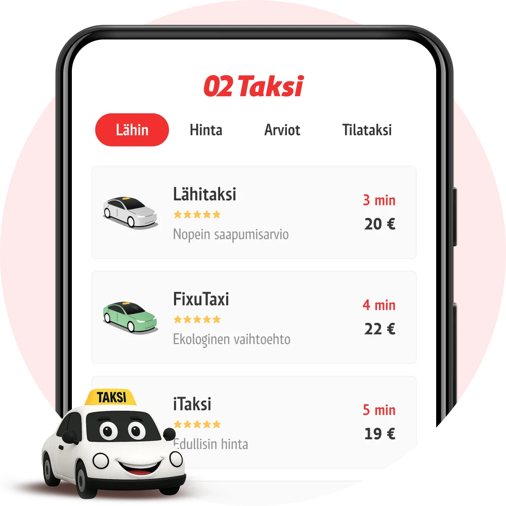 02 Taksi on valtakunnallinen taksien vertailu- ja tilauspalvelu 02 Taksi on valtakunnallinen taksien vertailu- ja tilauspalvelu